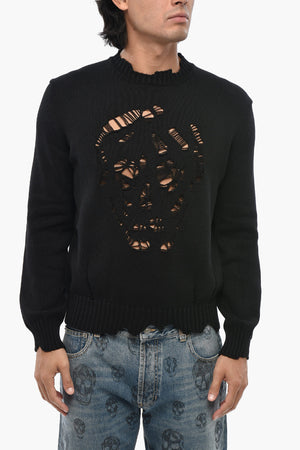 Maglia Girocollo DISTRESSED SKULL in Cotone Leggero