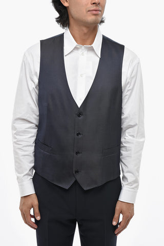 Seiden-Twill Gilet mit Paspeltaschen