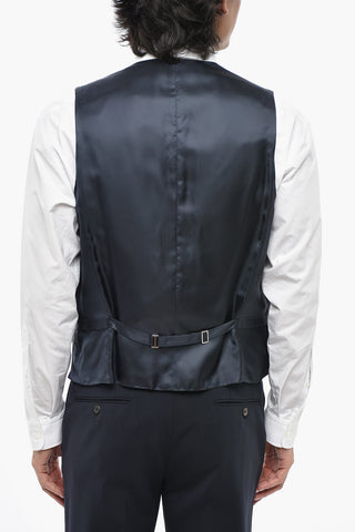 Seiden-Twill Gilet mit Paspeltaschen