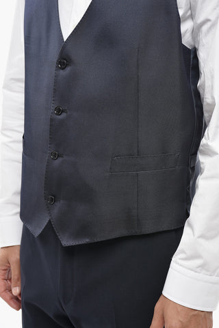 Seiden-Twill Gilet mit Paspeltaschen