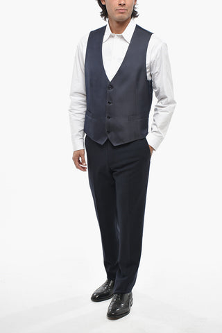 Seiden-Twill Gilet mit Paspeltaschen