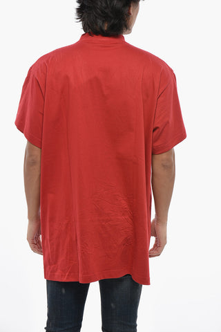 T-Shirt Girocollo Oversize Fit con Stampa sul Fronte
