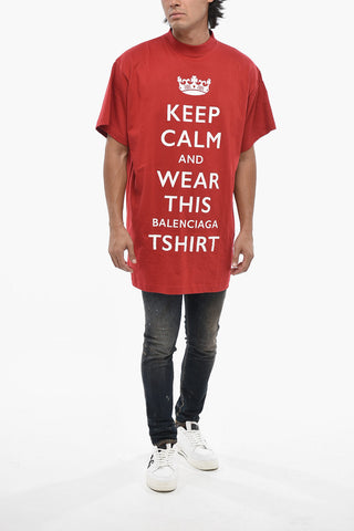 T-Shirt Girocollo Oversize Fit con Stampa sul Fronte