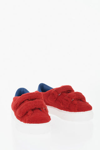 Leather Low Sneakers With Hook-And-Loop Closure