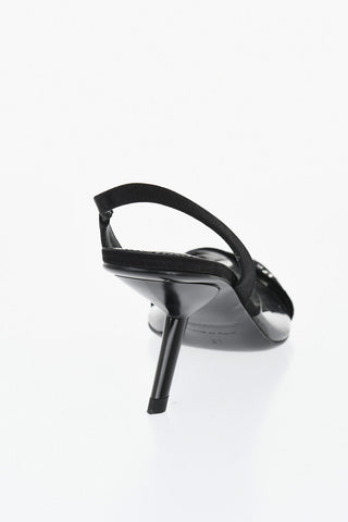 PVC Slingbacks with Velour Detail and Comma Heel 7 cm