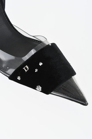 PVC Slingbacks with Velour Detail and Comma Heel 7 cm