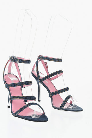 Sandalen Mit Knöchelriemen Aus Denim Mit 10 Cm Absatz