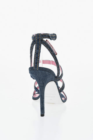 Sandalen Mit Knöchelriemen Aus Denim Mit 10 Cm Absatz