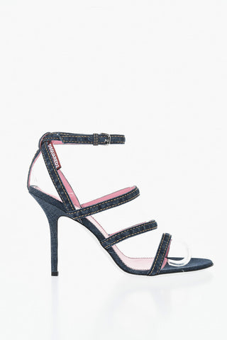 Sandalen Mit Knöchelriemen Aus Denim Mit 10 Cm Absatz