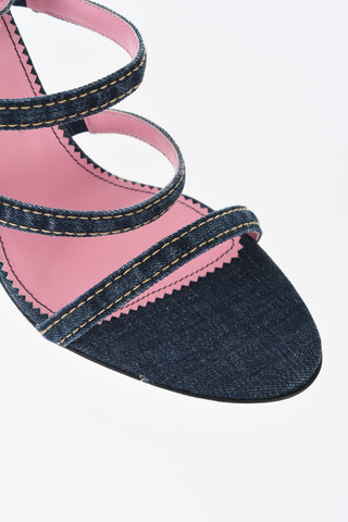 Sandalen Mit Knöchelriemen Aus Denim Mit 10 Cm Absatz
