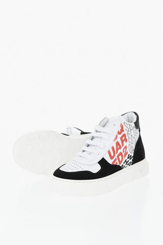 Sneakers Alte in Tessuto e Suede con Logo Stampato