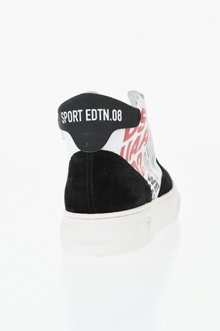 Sneakers Alte in Tessuto e Suede con Logo Stampato