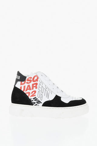 Sneakers Alte in Tessuto e Suede con Logo Stampato