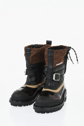 Color-Block Combat Ankle Boots with Side Zip