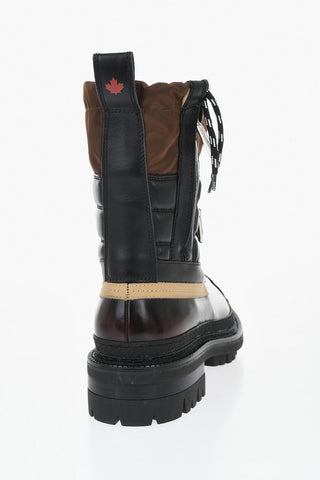 Color-Block Combat Ankle Boots with Side Zip
