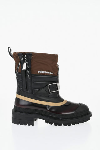 Color-Block Combat Ankle Boots with Side Zip