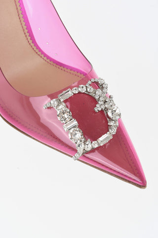 Transparent PVC Pumps with Monogram Jewel 10 cm Heel