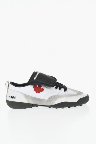 Vintage-Effect Fabric and Suede Low-Top Sneakers