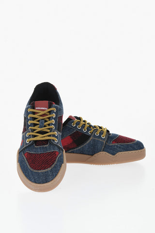Low-Top Sneakers SPIKER Denim Tartan Check with Monogram