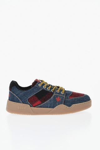 Low-Top Sneakers SPIKER Denim Tartan Check with Monogram