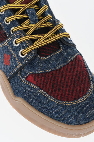 Low-Top Sneakers SPIKER Denim Tartan Check with Monogram