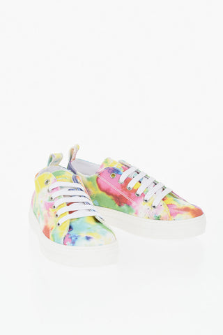 Low-top Canvas Sneakers with Tie-Dye Effect