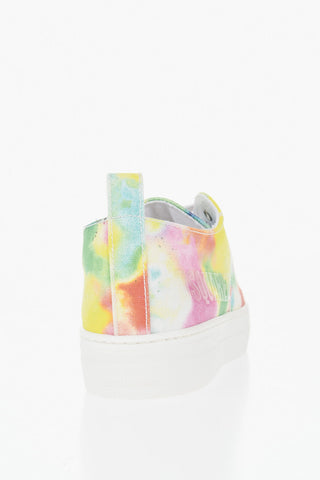 Low-top Canvas Sneakers with Tie-Dye Effect