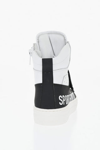 Bicolour Leather High-Top Sneakers SPORT EDTN.07 with Side Zip