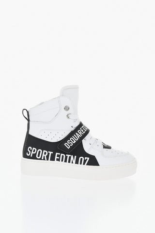 Bicolour Leather High-Top Sneakers SPORT EDTN.07 with Side Zip
