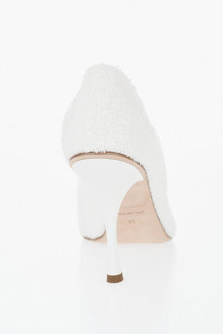 Solid-Color Cotton Terry Pumps, 10.5 cm Heel