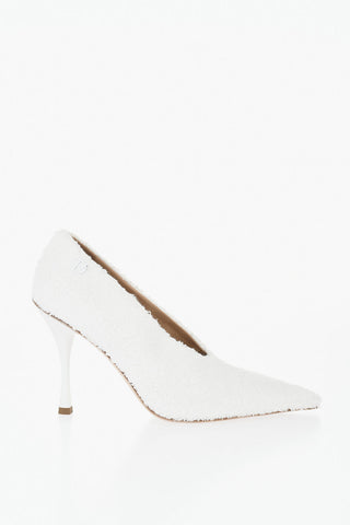 Solid-Color Cotton Terry Pumps, 10.5 cm Heel