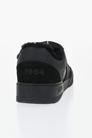Leather and Suede Solid-Color Low-Top Sneakers SPIKER