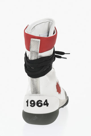 Leather-and-Fabric High-Top Sneakers BOXER with Contrasting Details