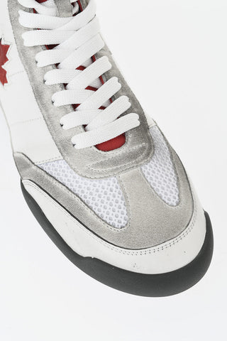 Leather-and-Fabric High-Top Sneakers BOXER with Contrasting Details