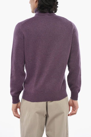 Maglia in Cashmere a Collo Alto con Dettaglio a Contrasto