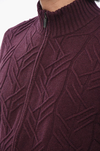 CC COLLECTION Maglia in Misto Lana a Trecce con Chiusura Zip