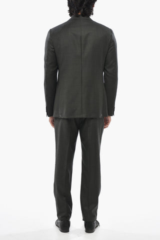 CC COLLECTION Checked Virgin Wool Suit With Classic Notch Lapel