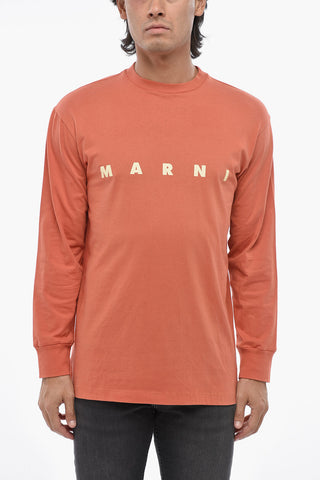 T-Shirt Girocollo a Maniche Lunghe con Fondo Asimmetrico