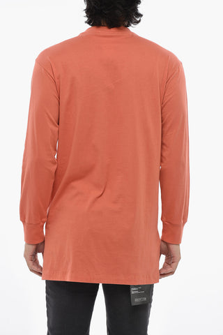 T-Shirt Girocollo a Maniche Lunghe con Fondo Asimmetrico