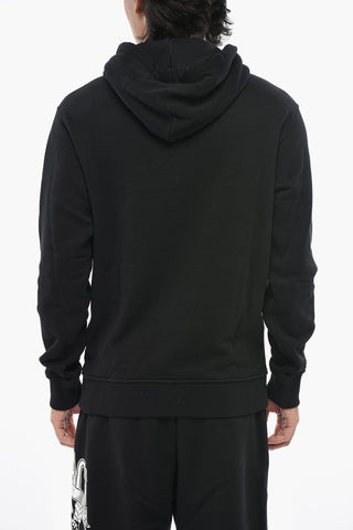 JEANS COUTURE Felpa Hoodie in Cotone Garzato con Dettaglio Floccato