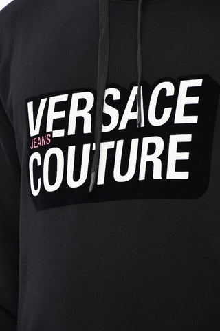 JEANS COUTURE Felpa Hoodie in Cotone Garzato con Dettaglio Floccato