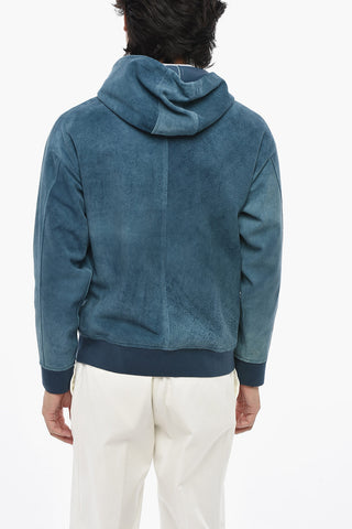 Solid-Color Suede Jacket with Hood