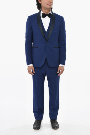 Three-Piece Suit with Virgin Wool Waistcoat and Satin Trimmings