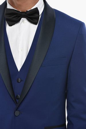 Three-Piece Suit with Virgin Wool Waistcoat and Satin Trimmings