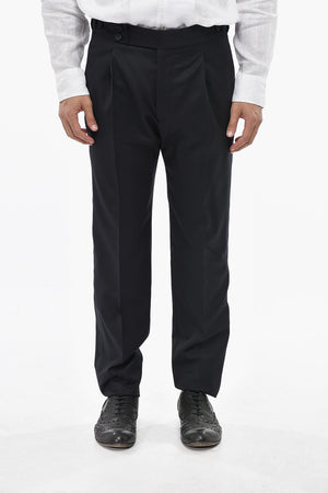 ADANI Pantaloni P-HERMITAGE in Lana Vergine a 1 Pince con Banda Laterale in Satin