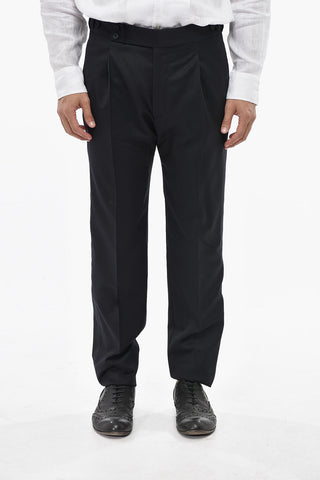 ADANI Pantaloni P-HERMITAGE in Lana Vergine a 1 Pince con Banda Laterale in Satin