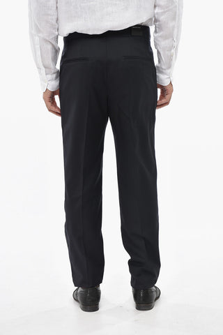 ADANI Pantaloni P-HERMITAGE in Lana Vergine a 1 Pince con Banda Laterale in Satin