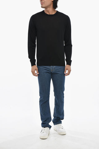 CC COLLECTION Wool Crewneck Sweater in a Solid Color