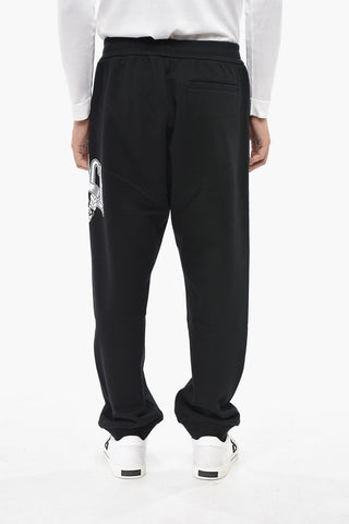 Joggers in Cotone Garzato a Tinta Unita con Logo Stampato