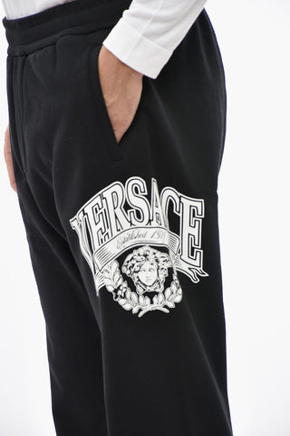 Joggers in Cotone Garzato a Tinta Unita con Logo Stampato